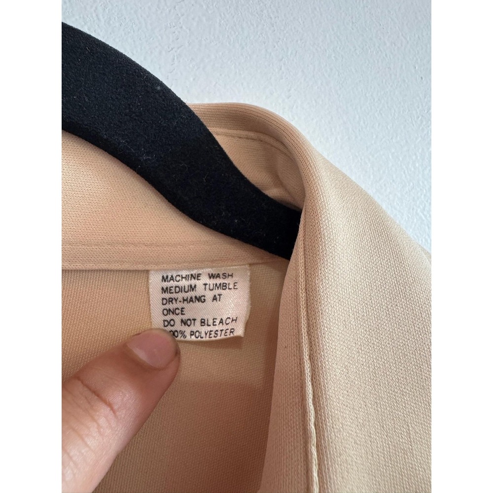 Vintage Fruit Of The Loom Shirt Mens Large Beige Button Double Pocket 70s - Picture 3 of 6